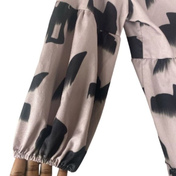 Elegant Black and Gray Patterned Women's Dress / L - Picture 4 of 7